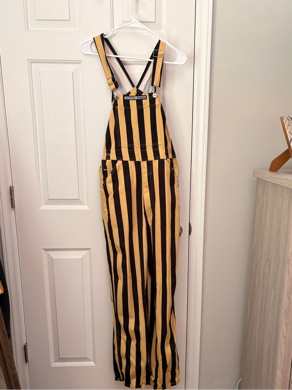 Yellow and Black Striped Overalls